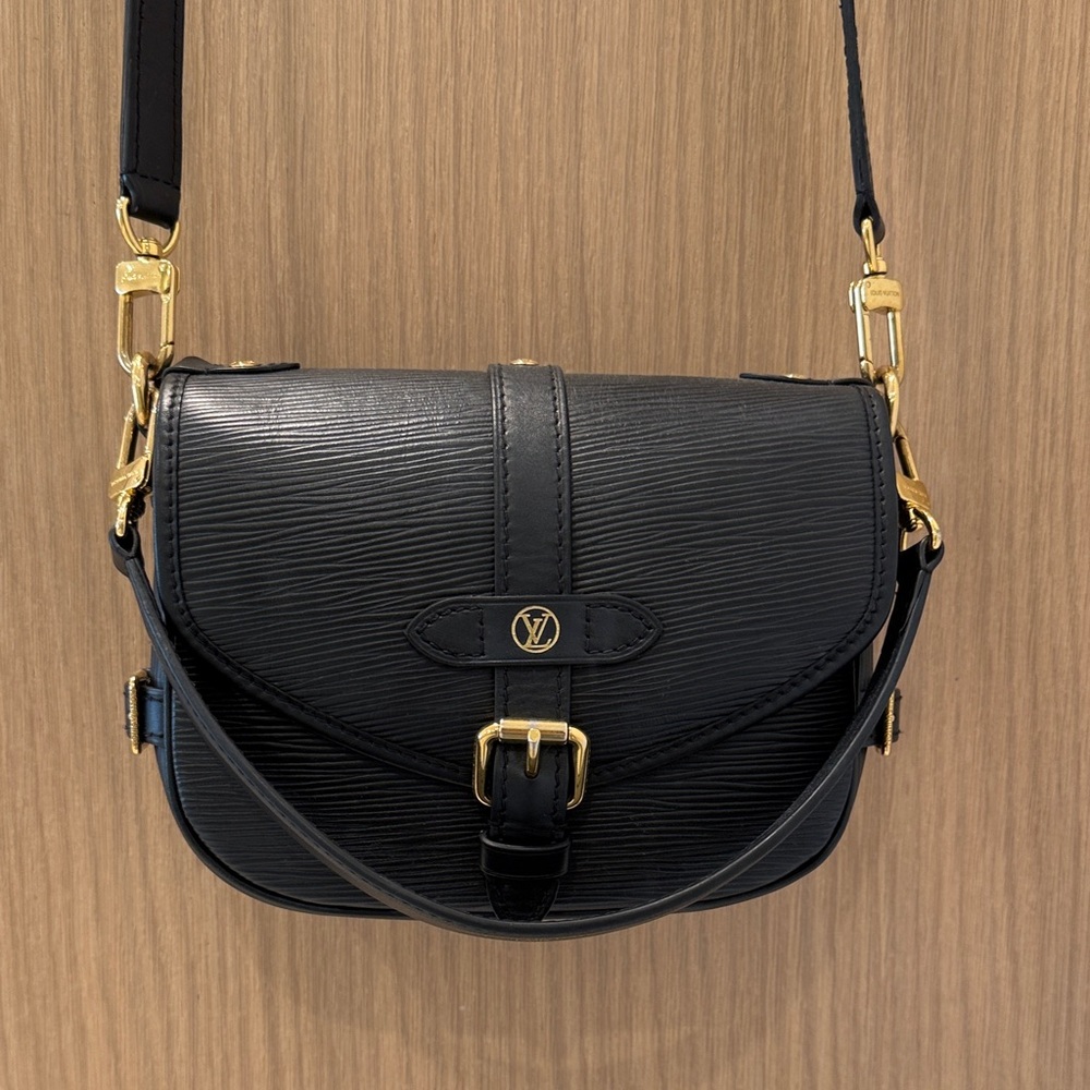 Louis Vuitton Saumur BB Black Crossbody Bag with Gold Hardware